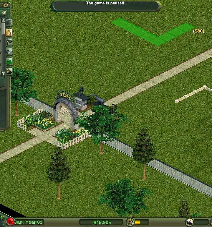 Jeu original: Allée tracée, bouton maintenu
